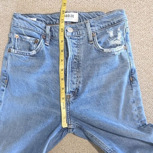 Agolde Nico High Rise Slim A093D-3002 Distressed Button fly Jeans - Size 24 - Picture 9 of 13